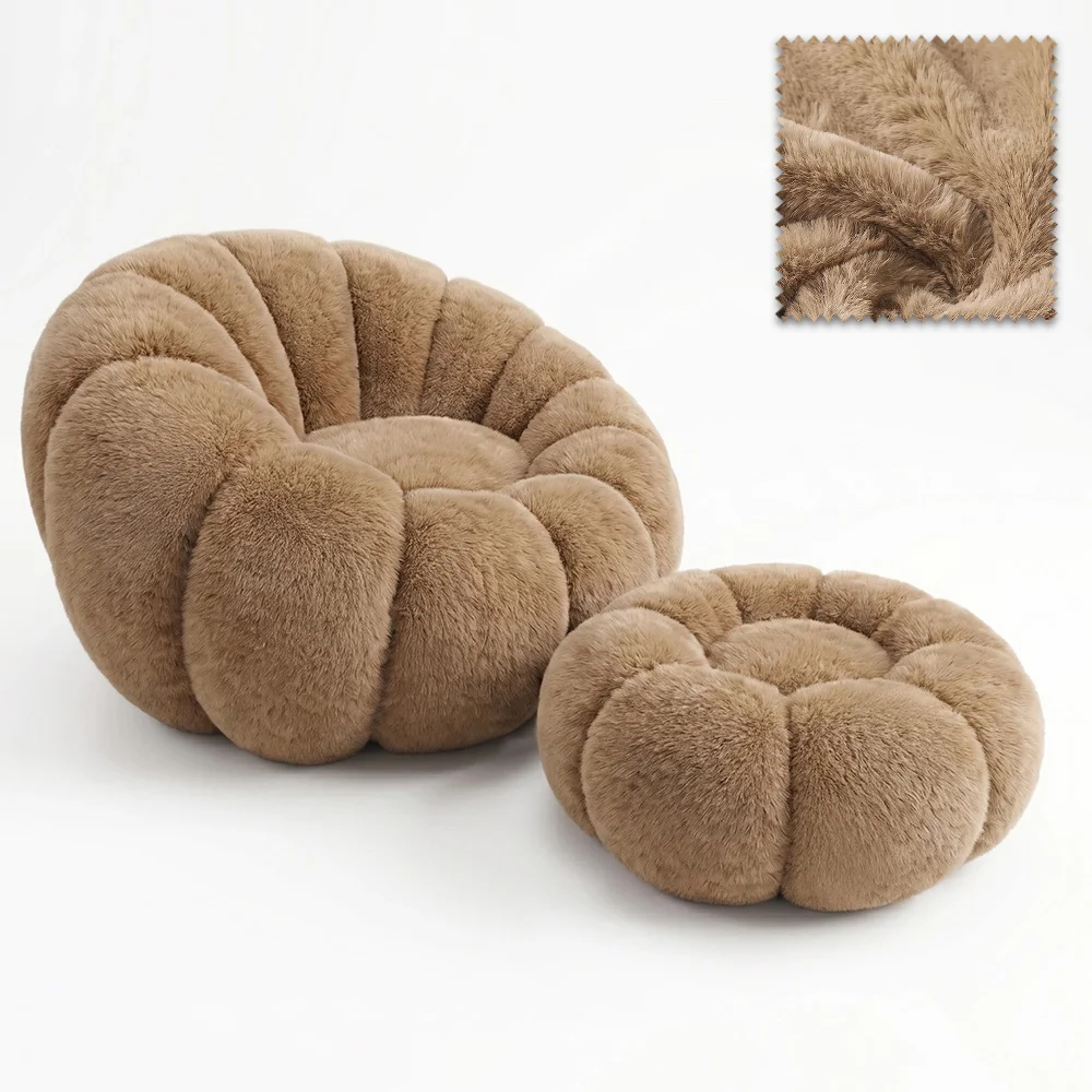 Sessel mit Hocker Gepolstert – Weicher Stoff – Rubi image 8
