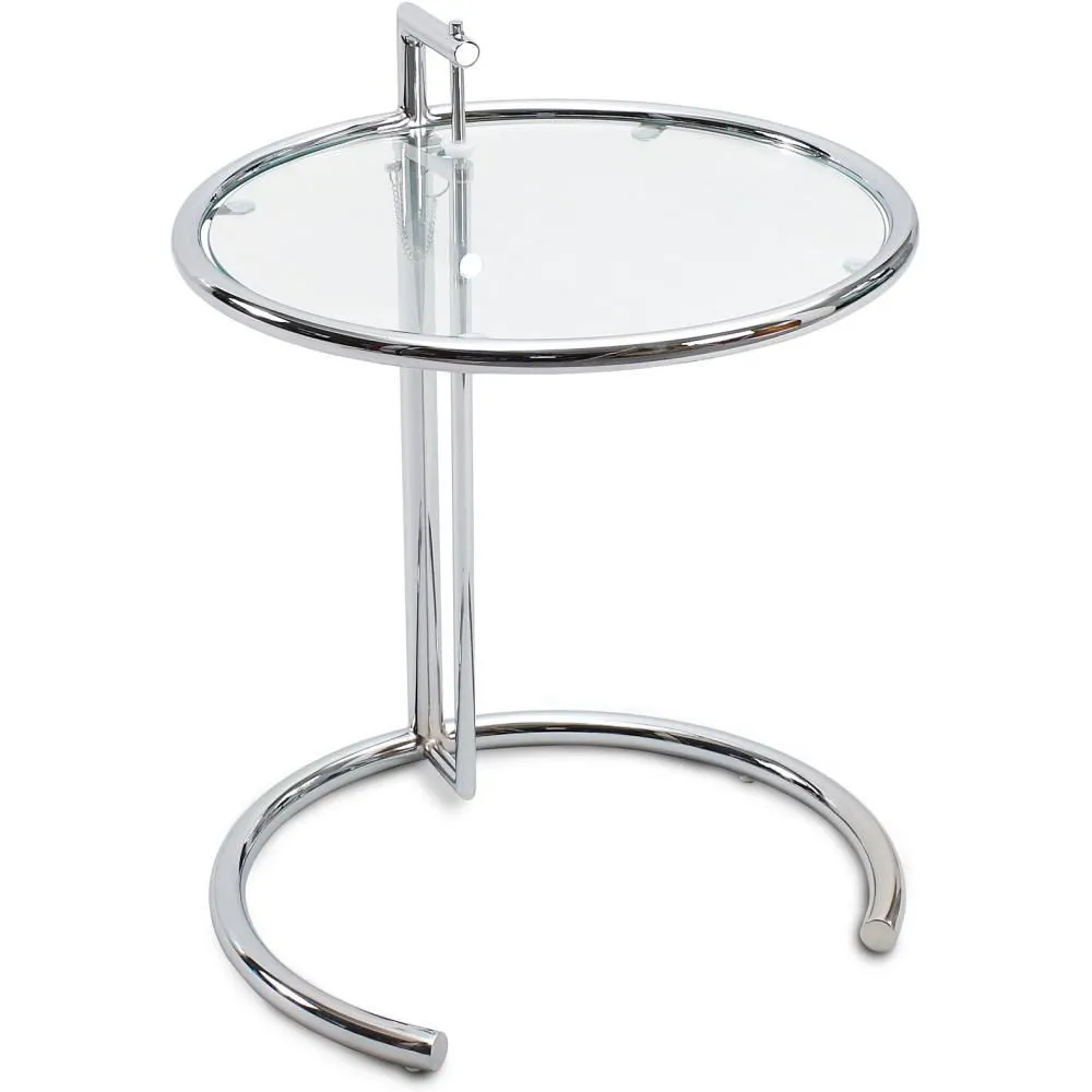 Verstellbarer runder Beistelltisch - Glas und Stahl - Lake image 8