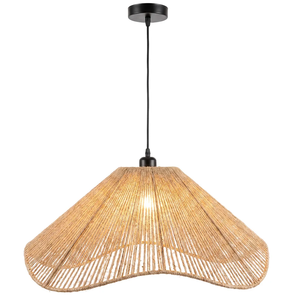 Pendelleuchte Naturseil Boho-Stil – Handgefertigter Naturfaser Lampenschirm - Lunah image 8