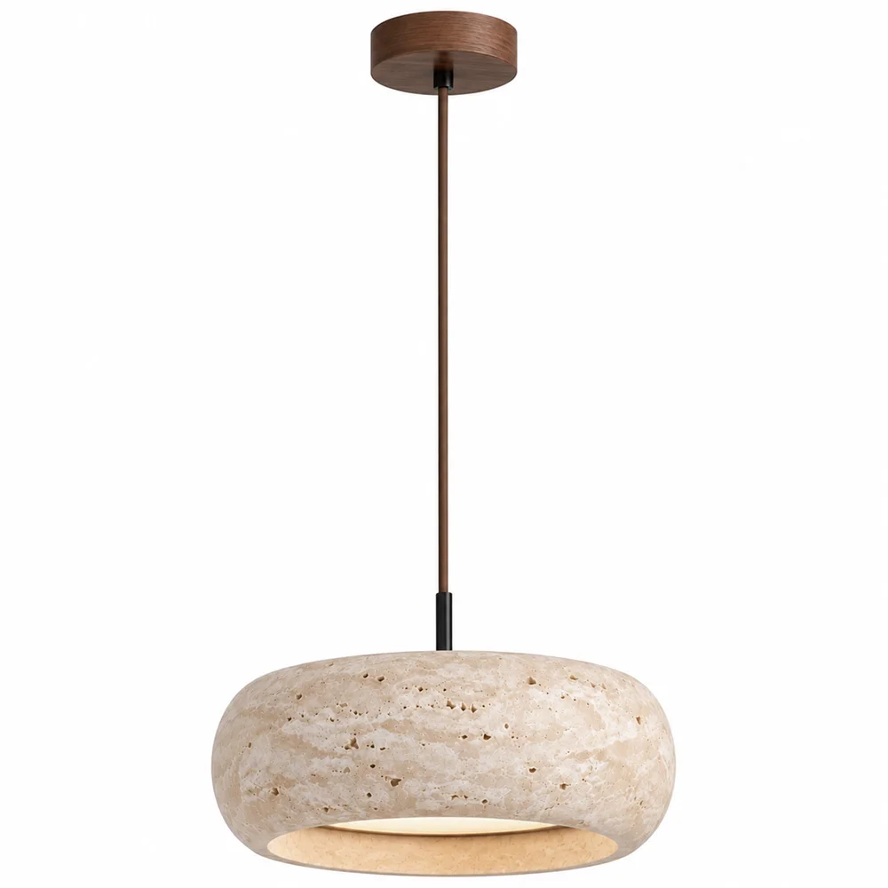Pendelleuchte für die Decke – Holz & Travertin – Marguerite image 8