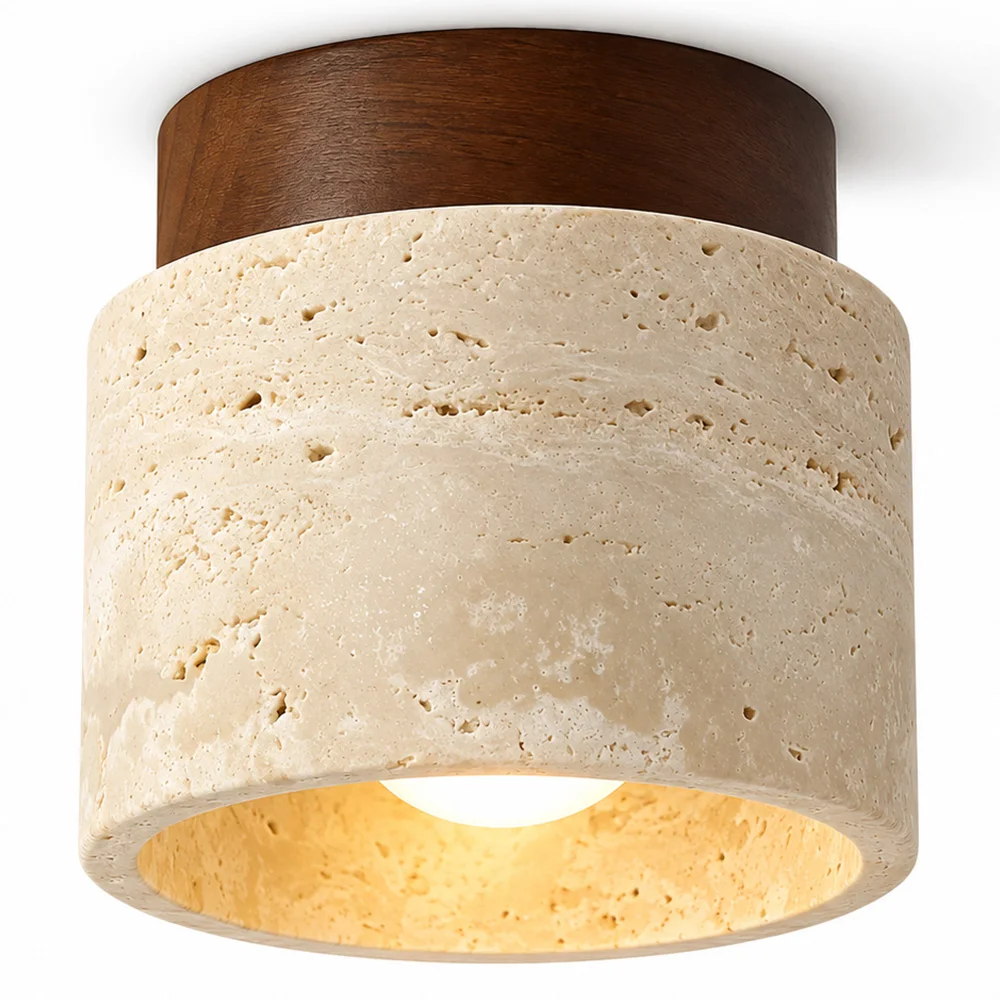 Deckenleuchte – Deckenbündig – Holz & Travertin – Léonie image 8