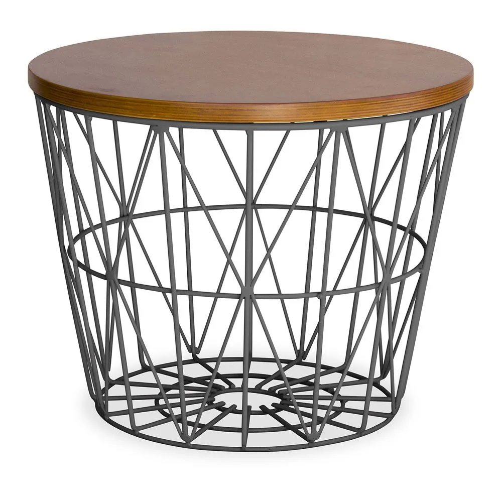 Runder Beistelltisch - Industriedesign - Holz und Metall - Basker image 8