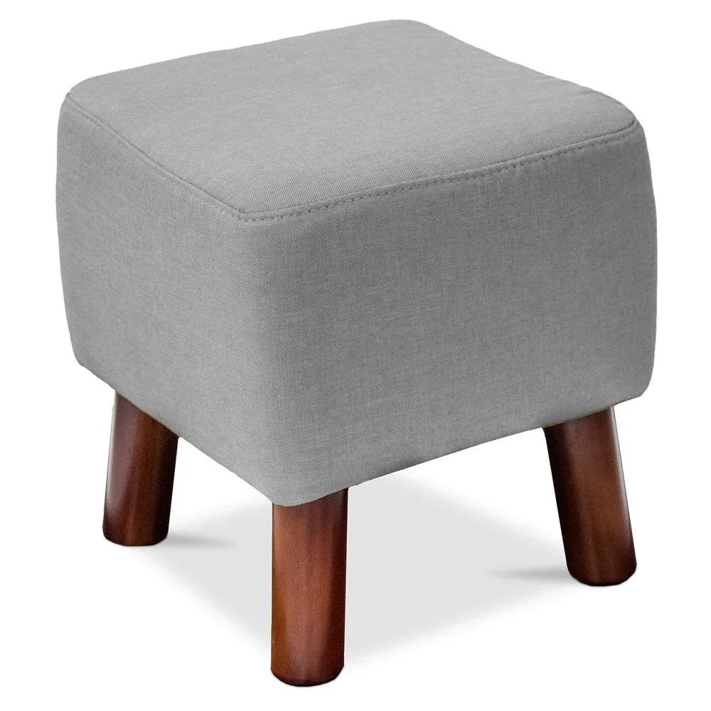 Quadratischer Fußhocker - Leinen gepolstert - Holz - Nor image 8