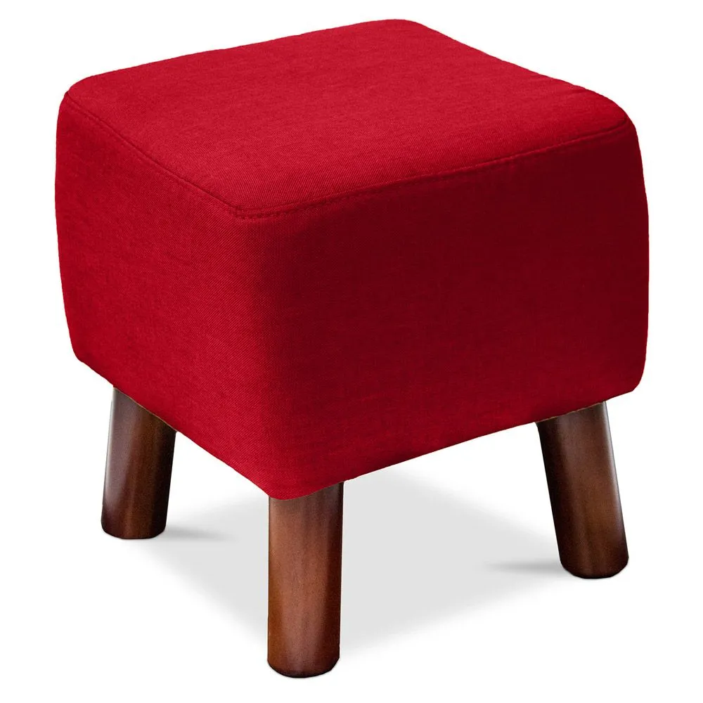 Quadratischer Fußhocker - Leinen gepolstert - Holz - Nor image 8
