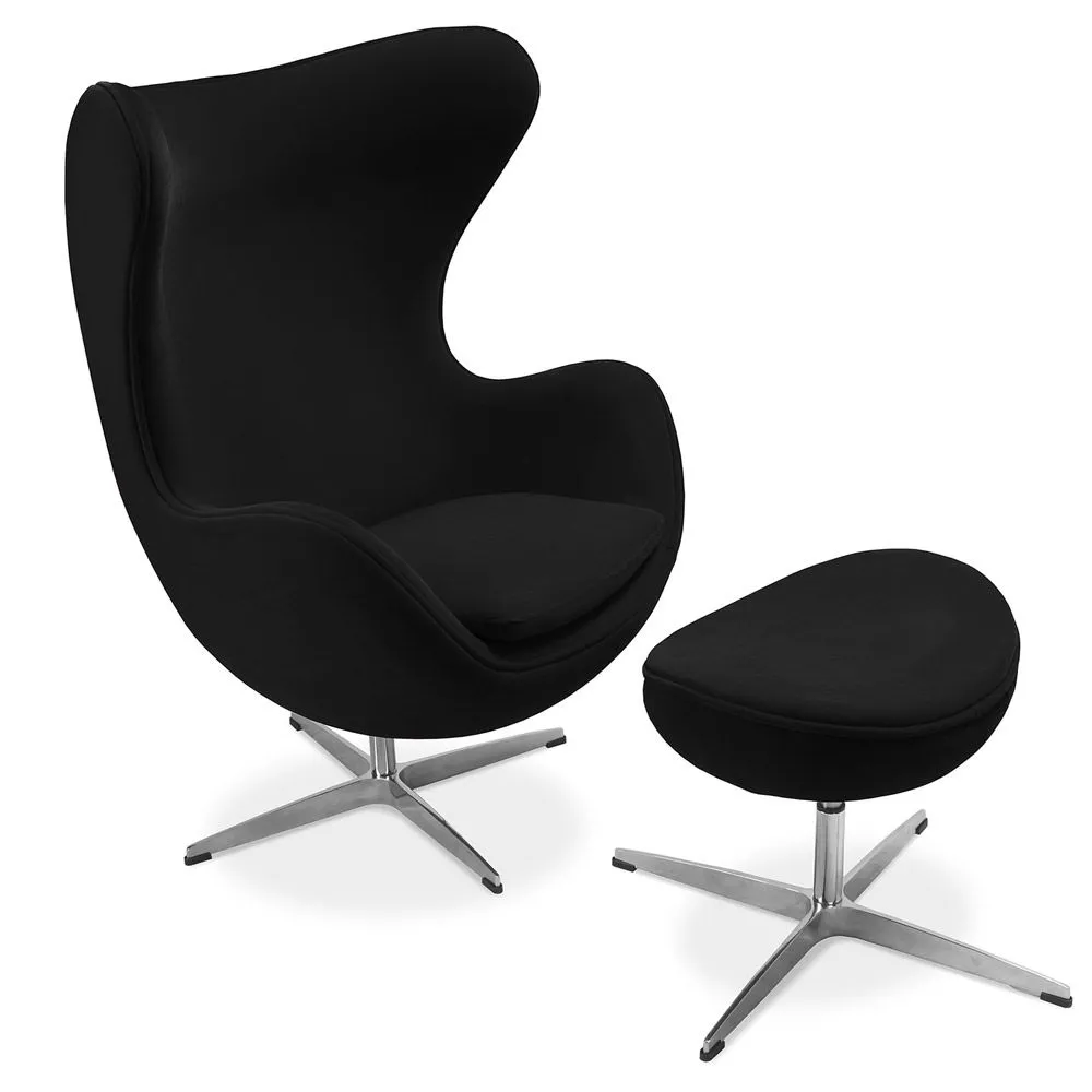 Fauteuil avec repose-pieds design en forme d'œuf - Revêtement en tissu - Brave image 8