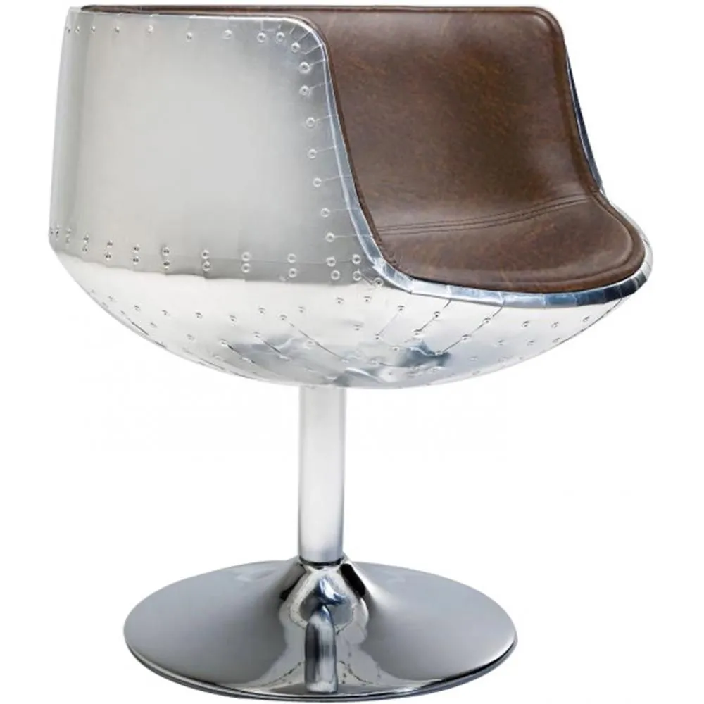 Loungesessel - Design Sessel - Kunstleder und Metall - Cognac image 8