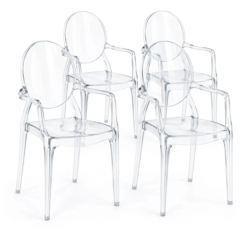 Packung mit 4 Esszimmerstühlen - Transparent - Design mit Armlehnen - Arthur image 8