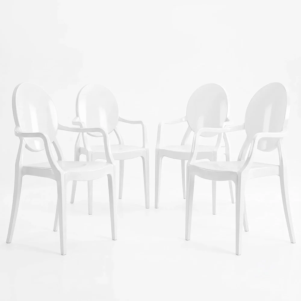 Packung mit 4 Esszimmerstühlen - Transparent - Design mit Armlehnen - Arthur image 8