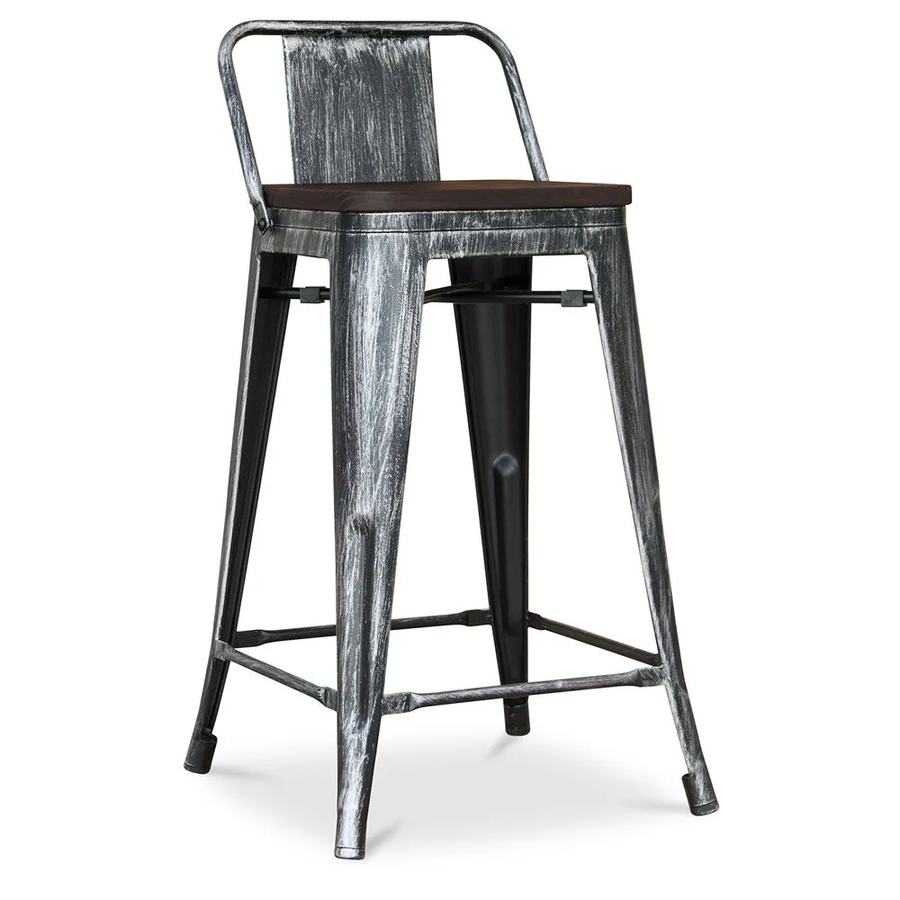 Barhocker im Industriedesign mit Rückenlehne - Holz & Stahl - 60 cm - Stylix image 8